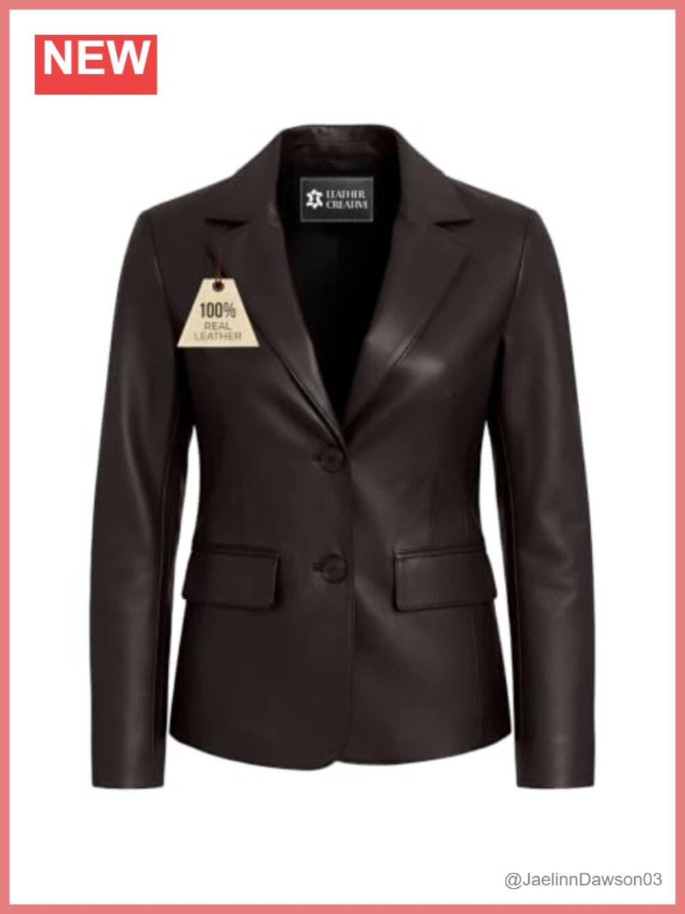 Lambskin Leather Blazer Women Premium Leather Jacket Notched Lapel